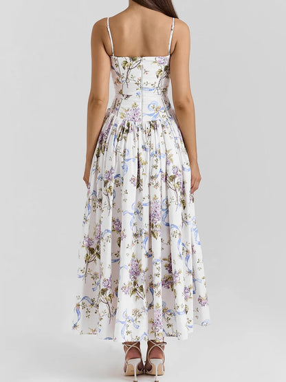 Summer Clothes for Women Midi Elegant Dress 2025 New Arrivals White Floral Print Holiday Dress