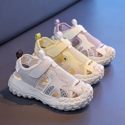 Children's sports sandals 2025new style summer girls' single mesh casual shoes anti-slip boys' closed-toe soft-soled beach shoes