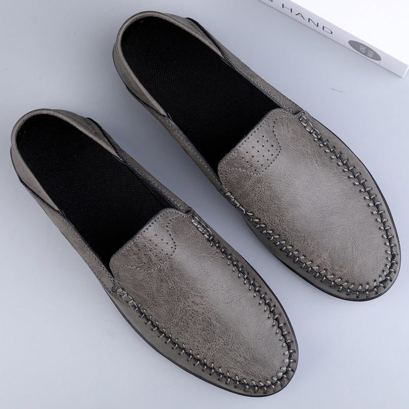 Fashion Men Casual Leather Shoes Luxury Italian Soft Men Loafers Handmade Moccasins Men Breathable Slip on Boat Shoes Plus Size