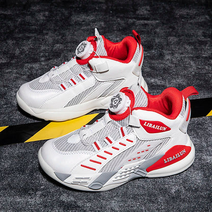 New Children Basketball Shoes Swivel Button Boys Fashion Sneakers Girls School Sport Shoes Kids Casual Trainers Outdoor Shoes