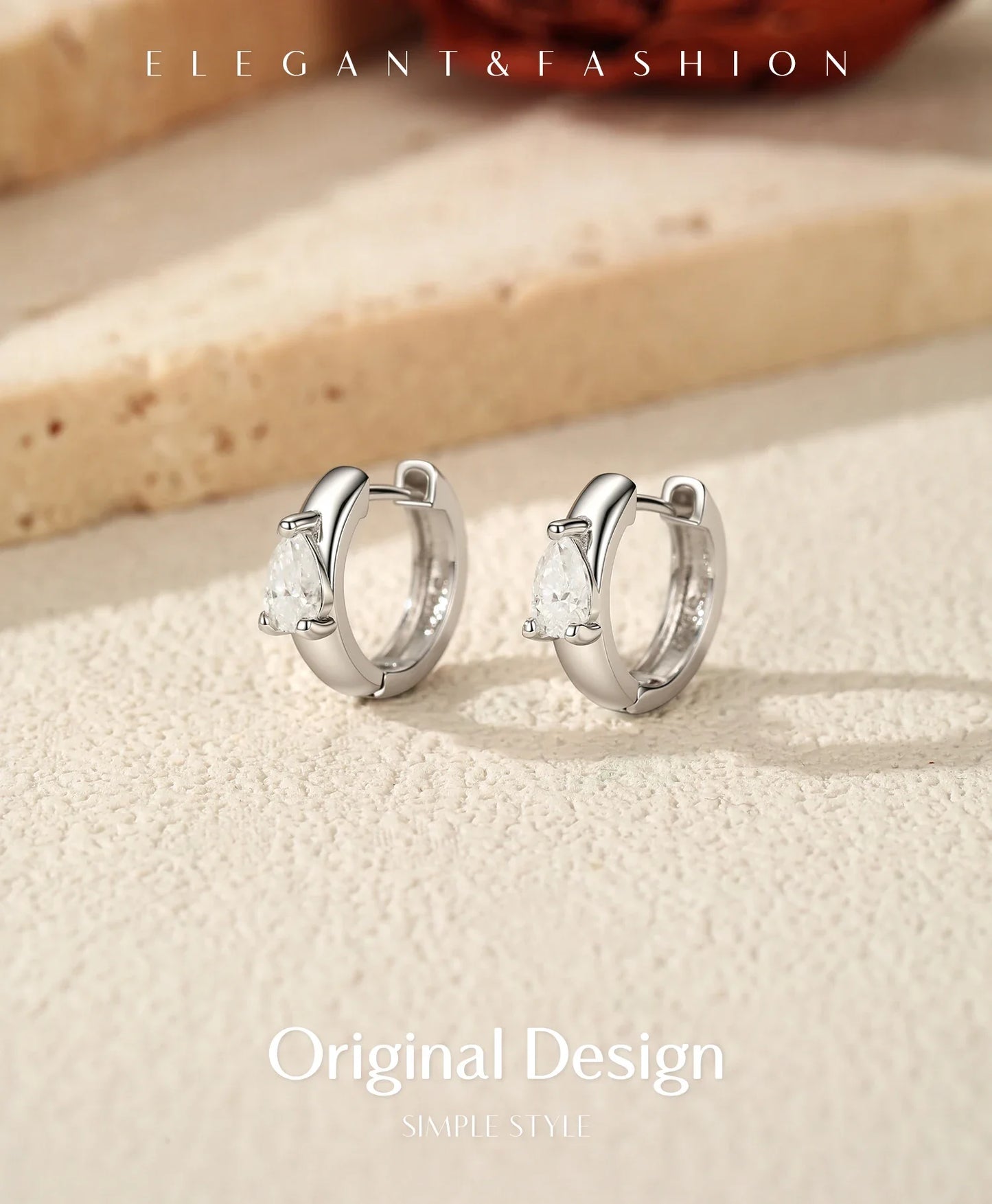 Water Drop D Color Moissanite Neutral Ear Buckle 925 Sterling Sliver Sparkling Hoop Earrings For Women Fine Jewelry