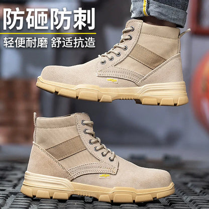 Men's Winter Wool Velvet Cotton Safety Work Shoes High Top Steel Toe Insulated Labor Protection Construction Shoes