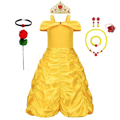 Kids Belle Costume Girl Halloween Princess Cosplay Party Dress Children Birthday Clothes Carnival Fancy Dress