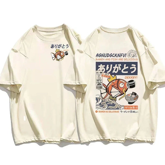 Short-sleeved T-shirt Magikarp Noodles Men's and Women's Summer Loose and Breathable Parent-child Top Clothing