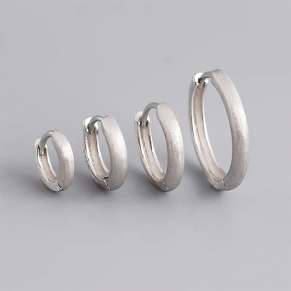925 Sterling Silver Simple Matte Bohemian Round Ear Buckle for Women Punk Unisex Rock Hoop Earring Jewelry Accessories
