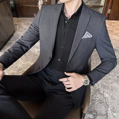 Conjunto de Terno Masculino de Negócios Slim Fit Três Peças 2025 de Alto Padrão Estilo Coreano para Casamento Noivo Festa Terno Colete Calças M-4XL