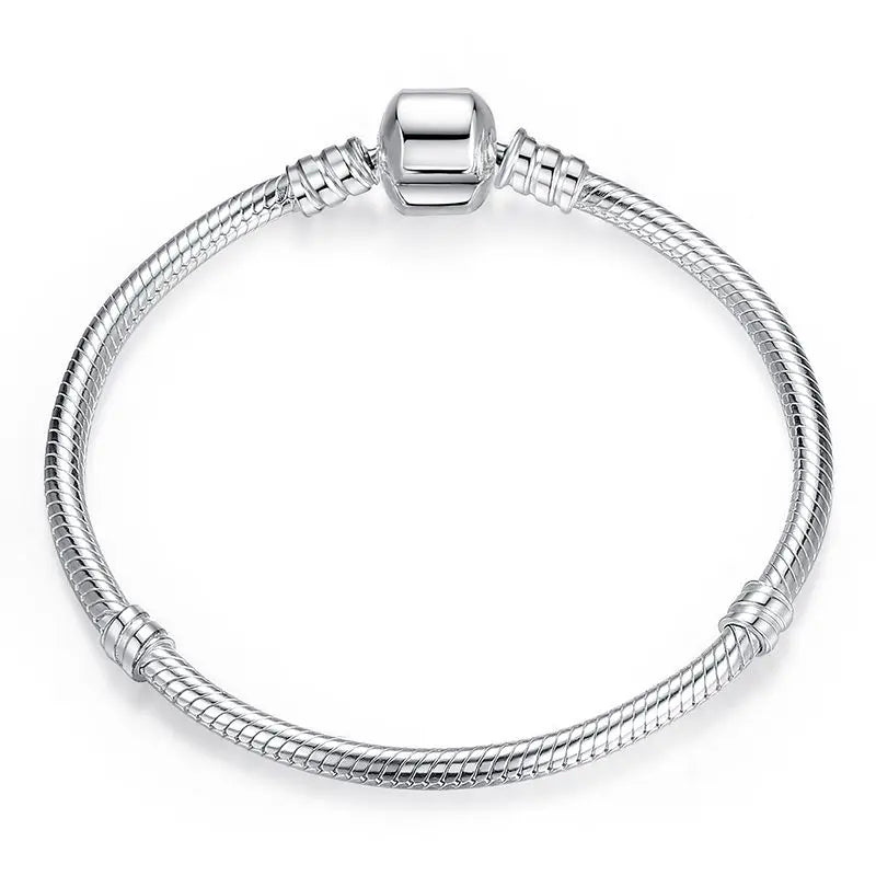 TOP SALE Authentic 100% 925 Sterling Silver Snake Chain Bangle & Bracelet for Women Luxury Jewelry 17-22CM PAS902