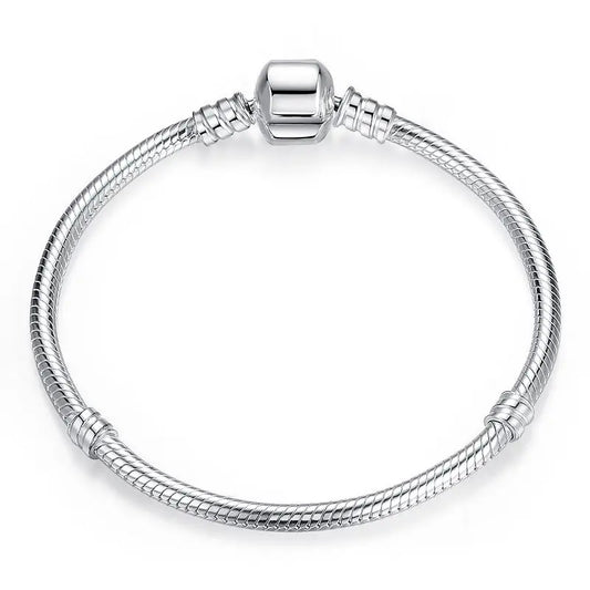 TOP SALE Authentic 100% 925 Sterling Silver Snake Chain Bangle & Bracelet for Women Luxury Jewelry 17-22CM PAS902