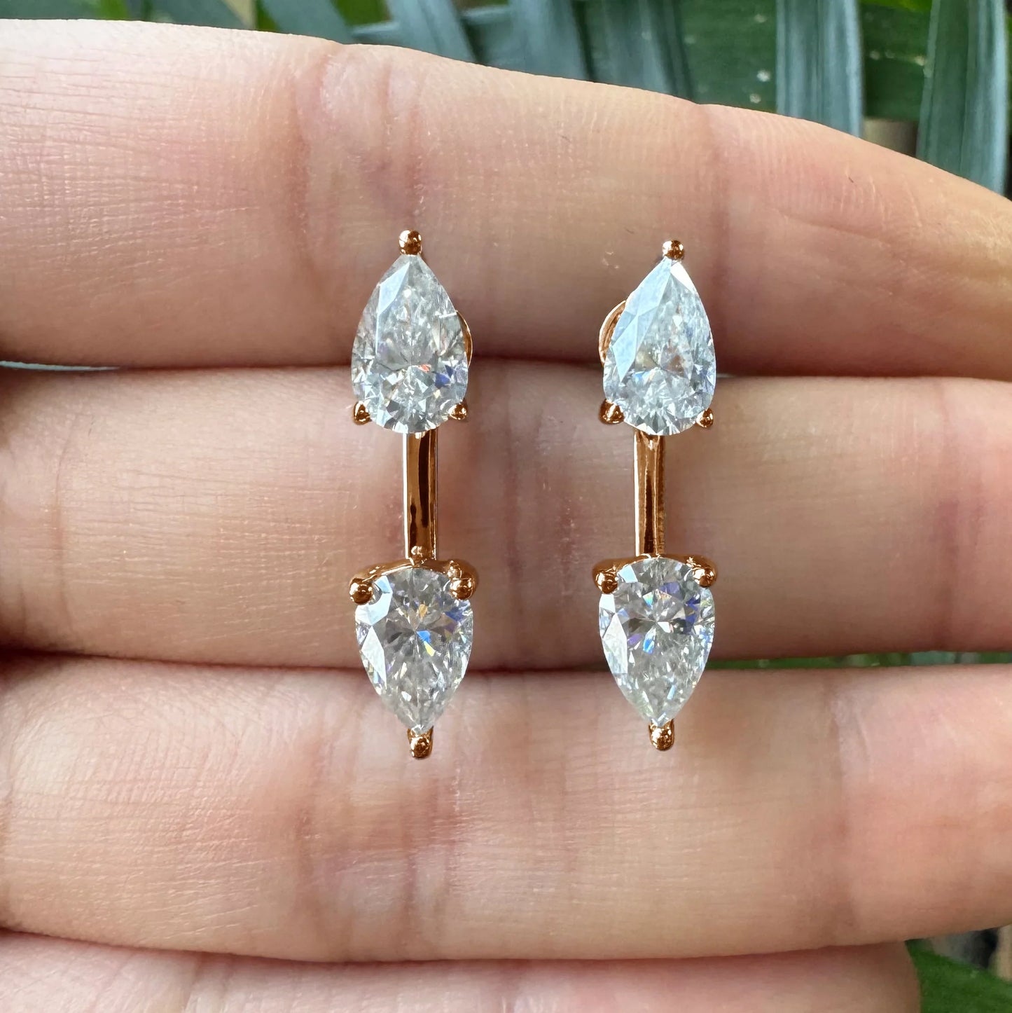 4cttw Pear Cut Moissanite Stud Earrings 925 Sterling Silver Sparkly Waterdrop Diamond Ear Jacket Earring for Women Jewelry Gift