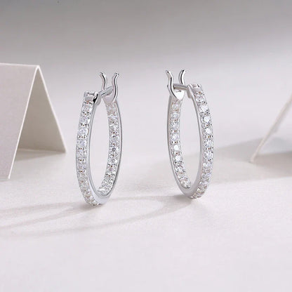 1.7mm D Color Moissanite Hoop Earring for Women Full Diamond 925 Sterling Silver Jewelry Christmas Gift with Certificate