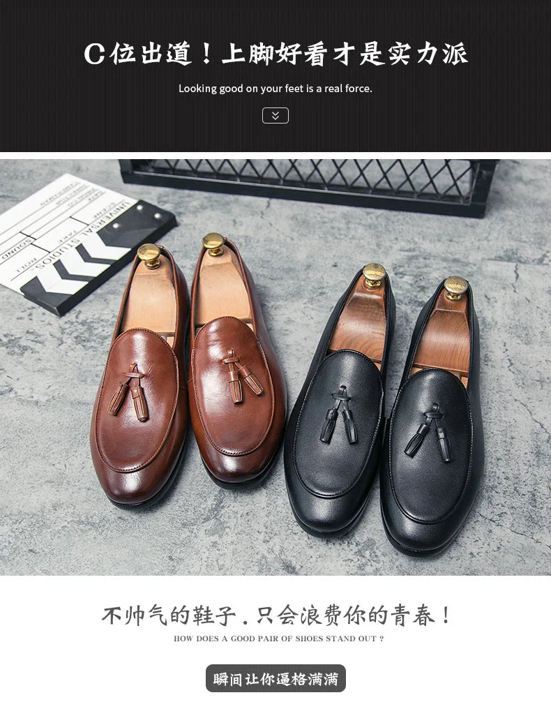 Fashion Tassel Formal Shoes 2025 New Classic Men Business Shoes Italy Luxury Moccasins Prom Men Casual Loafers Party Flats