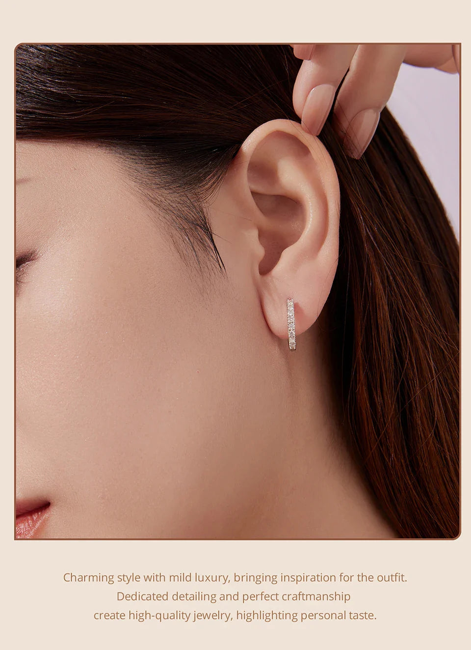 Moissanite Half Enternity Hoop Earrings for Women, Lab Diamond 925 Sterling Silver Hypoallergenic Round Huggies Earrings