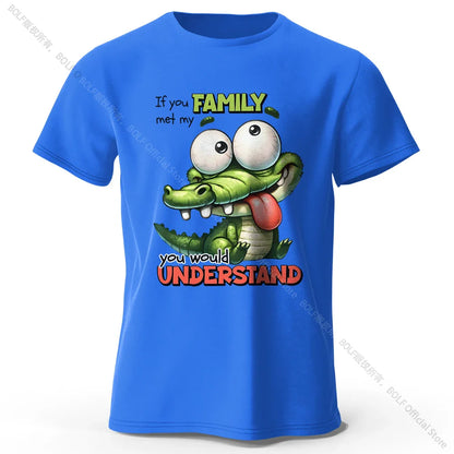 Cartoon Alligator Print 100% Cotton T-Shirt, Soft & Breathable Round Neck Short Sleeve Tee, Unisex Fun & Quirky Style