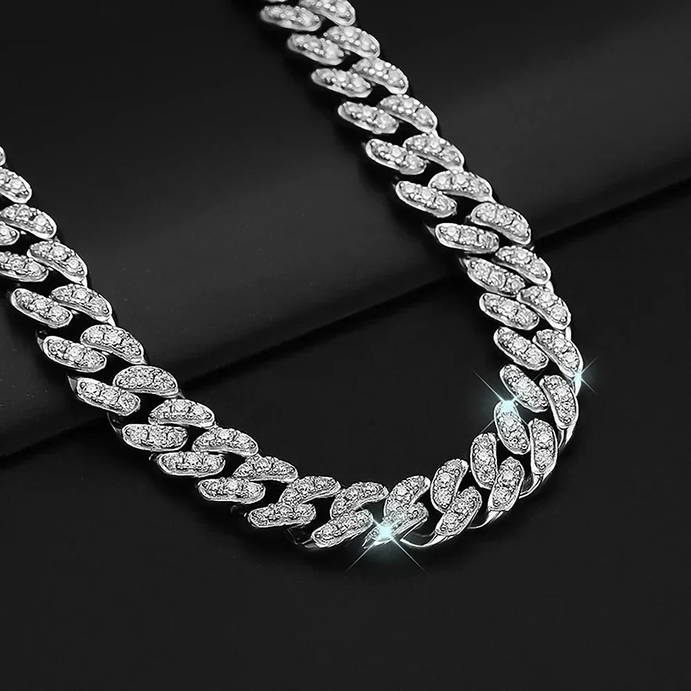 8mm Cuban Link Chain Full Moissanite Diamond Bracelets for Women Men 925 Sterling Silver Hip Hop Punk Iced Out Tennis Bracelet