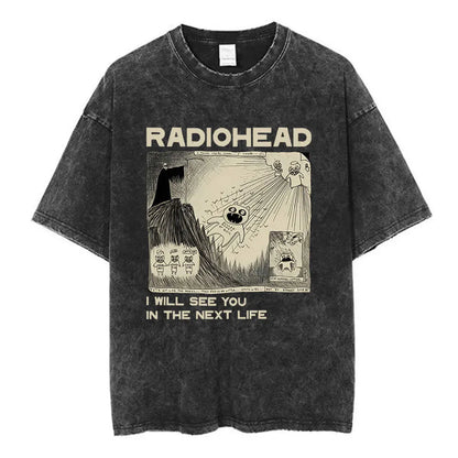 Rock Band Washed Cotton T Shirt Men Women Hip Hop Music Tee Fashion Short Sleeve Tshirt Summer Oversized T-shirts Tops