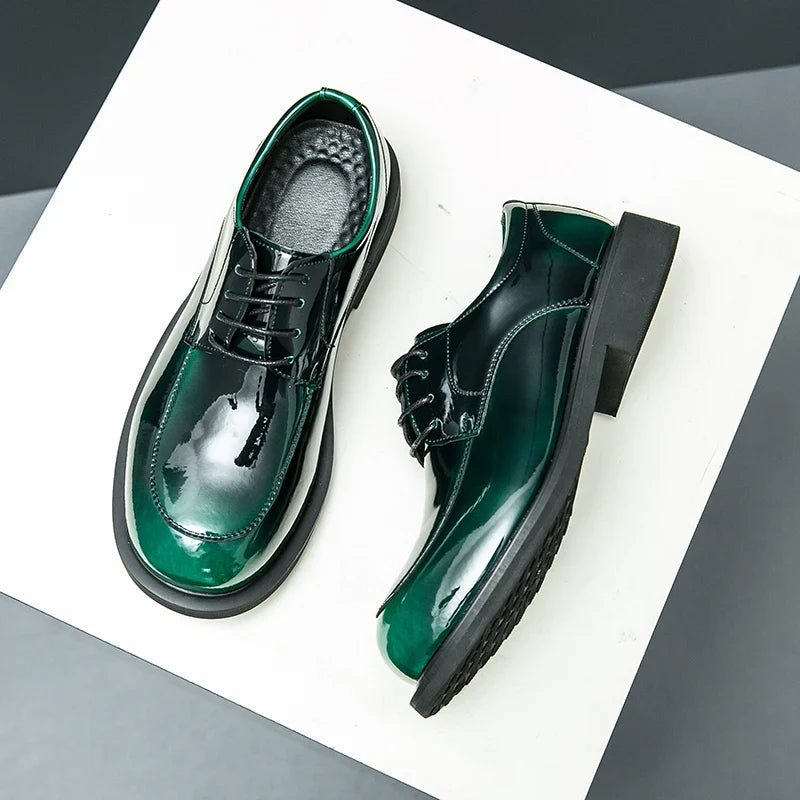 Mens Casual Leather Shoes Fashion British Trend Designer Derby Shoes Business Dress Shoes for Male Patent Leather Wedding Shoes