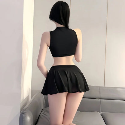 Korean Japan Girls Style Fashion Pleated Mini Skirts XL High Waist Black White A Line Short Skirt for Women Christmas