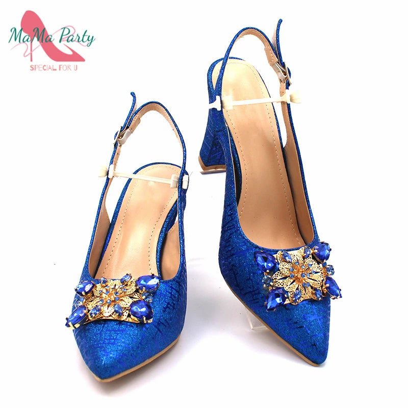 Classics Italian Design Shoes and Bag Set in Orange Color Comfortable Heels Pointed Toe Pumps for Wedding Party