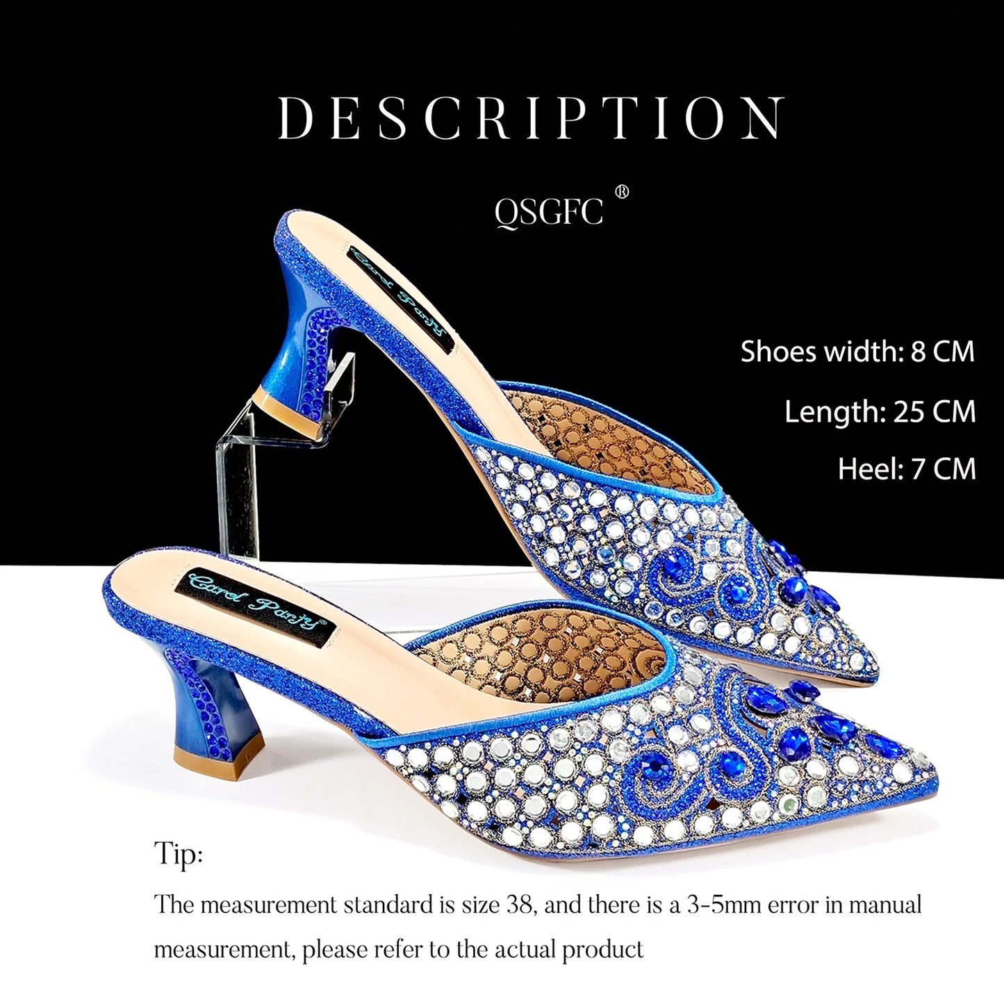 BLUE Rhinestone-encrusted Sex Ladies Shoes / MATCHING  SPARKING MINI BAG (SPECIAL COLLECTION)