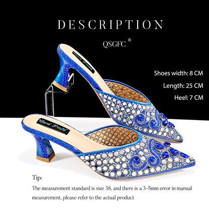BLUE Rhinestone-encrusted Sex Ladies Shoes / MATCHING  SPARKING MINI BAG (SPECIAL COLLECTION)