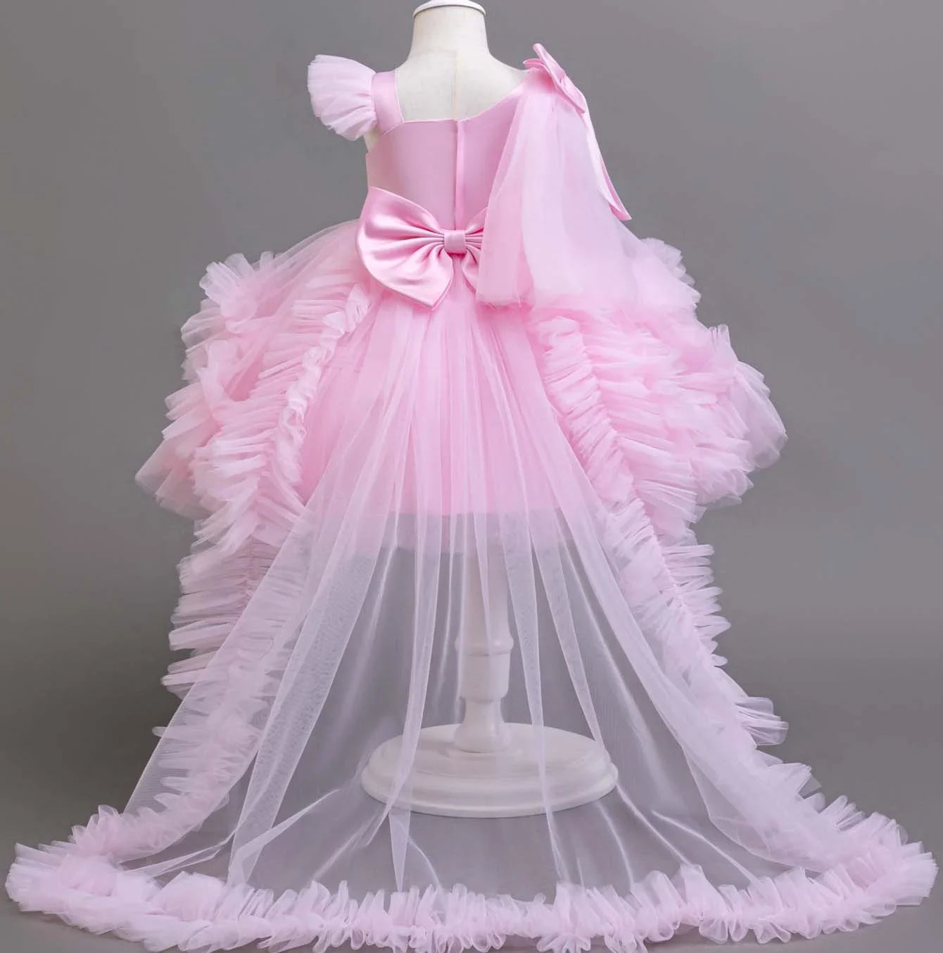 KLFLGD Novos vestidos de festa de verão para meninas vestido de festa elegante para casamento de floristas vestido de cauda de tule rosa para meninas de 2 a 6 anos