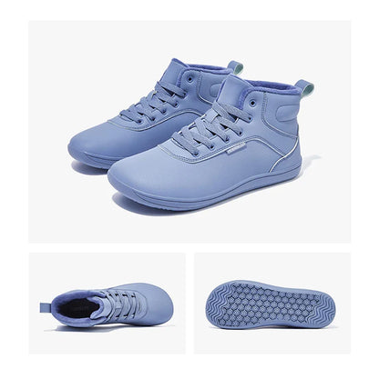 Unisex Winter Barefoot Shoes Womens Men Wide Toe Box Faux Fur Lined Ankle Sneakers Artificial Leather Lace Up Shoes