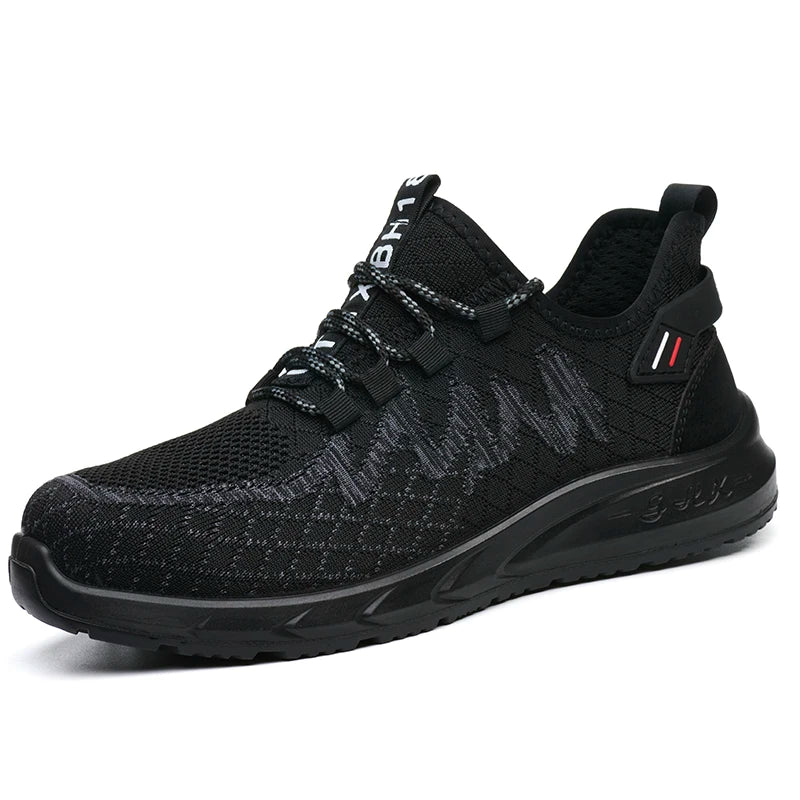 Work Safety Shoes Men Lightweight Indestructible Work Sneakers Security Steel Toe Shoes Safety Protective Boots Black Size36-46