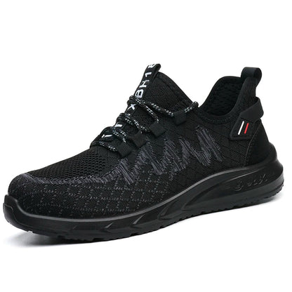 Work Safety Shoes Men Lightweight Indestructible Work Sneakers Security Steel Toe Shoes Safety Protective Boots Black Size36-46