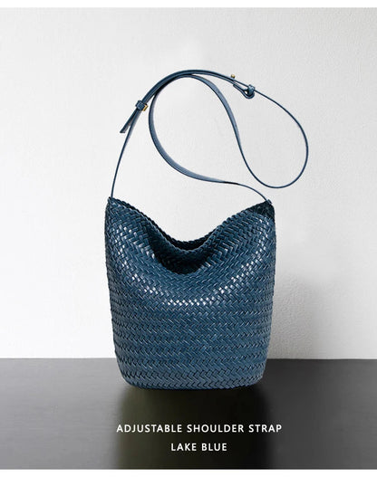 luxury woman handbagNew high end Hand-woven genuine leather women's bag large capacity shoulder tote bag underarm bag bucket bag
