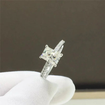 1ct-4ct Radiant Cut Full Moissanite Diamond Rings For Women Original 925 Silver Luxury Oval Cut Lady's Diamond Ring