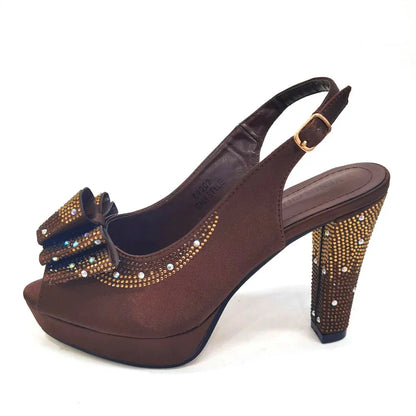 Shoes Matching Bag With Applique Mature African Ladies Super High Heels Sandals for Party Fashionable Italian Women