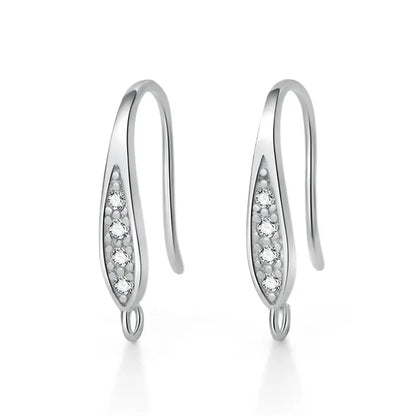 TrustDavis Real 925 Sterling Silver Fashion Dazzling CZ Opening Handmade Ear Hook Earring DIY Accessories Fine Jewelry HY365