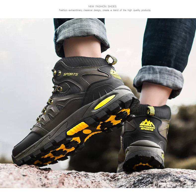 Outdoor Waterproof Hiking Boots Men's Women's Spring And Autumn Hiking Wear-resistant Mountain Sports Boots Hunting Sports Shoes