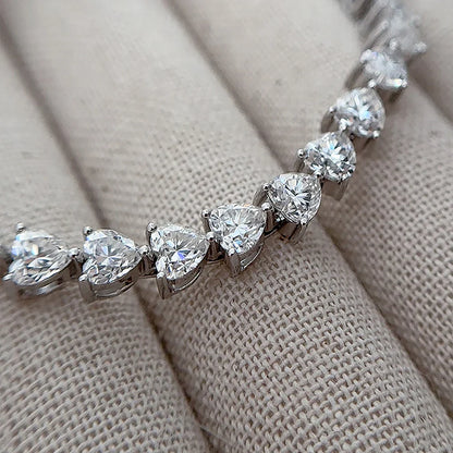 3/5/6.5mm Heart Cut Moissanite Tennis Bracelet with Certificates 925 Sterling Silver Sparkling Diamond Bracelets for Women