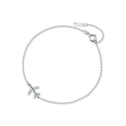 Fashion 925 Sterling Sliver Luminous CZ Cute Mini Airplane Bracelet for Women Link Chain Korea Style Fine Jewelry Bijoux