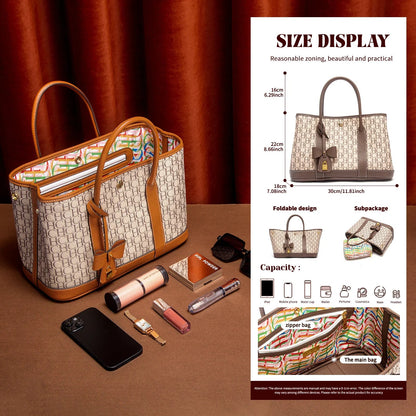 Woman Tote Bag Autumn New Fabric Splicing Handbag Convenient Carrying Mother Bag Commuter Women's Bag