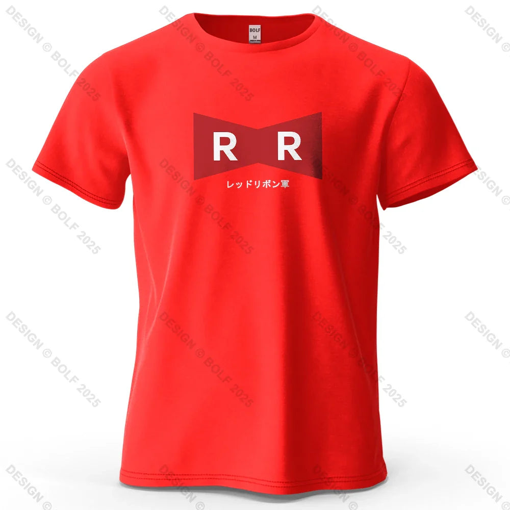 Red Ribbon Army Printed Men's T-Shirt 100% Cotton Oversized Anime Graphic Tees for Women Tops Tees Casual Streetwear