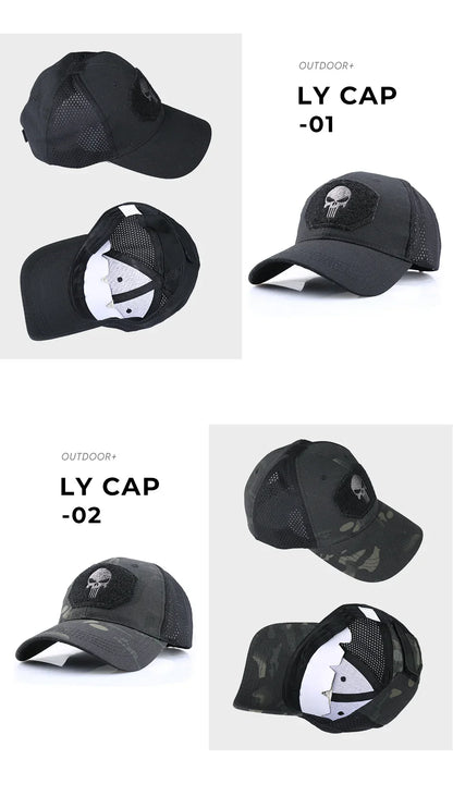 Outdoor Camouflage Adjustable Cap Mesh Tactical Skull Cap Army Airsoft Fishing