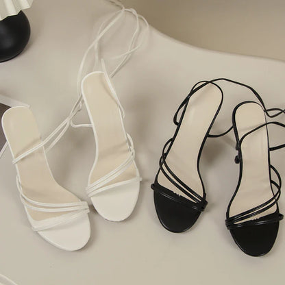 Fashion Rome Sexy High Heels Sandals Women Cross Tied-Lace Up Shoes Summer 2024 Open Toe Dress Slippers Femme Pumps Sandals
