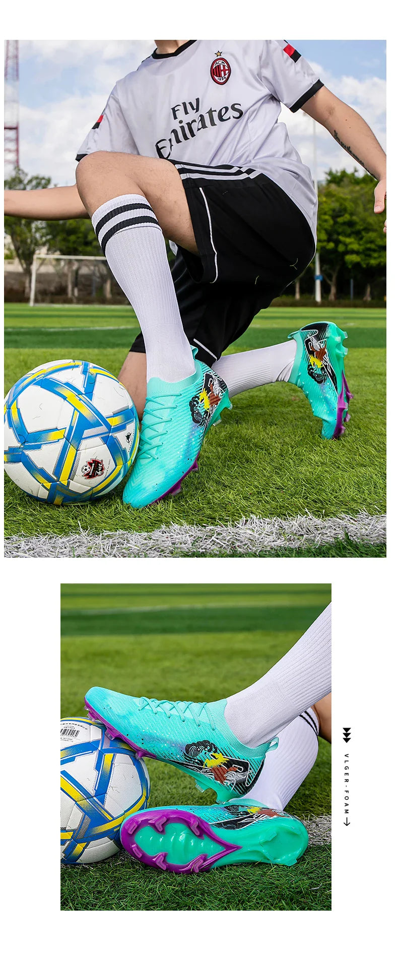 New Men Football Boots Soccer Cleats FG Non-Slip Training Shoes Soccer Shoes Long Spikes Match Ultralight Outdoor Drop Shipping