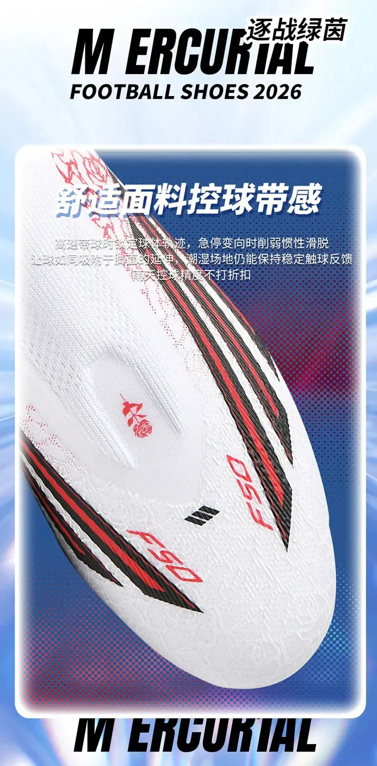 Men High Top Soccer Cleats Firm Ground Stud Sole Breathable Wear Resistant Outdoor Lawn Match Training Football Shoes