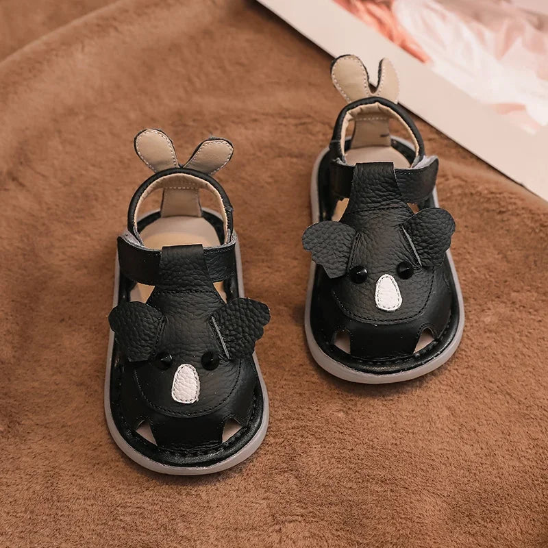 Summer Children Shoes Baby Girls Boys Genuine Leather Sandals Soft Sole Anti Slip Toddler Shoes Cartoon Kids Brach Sandals