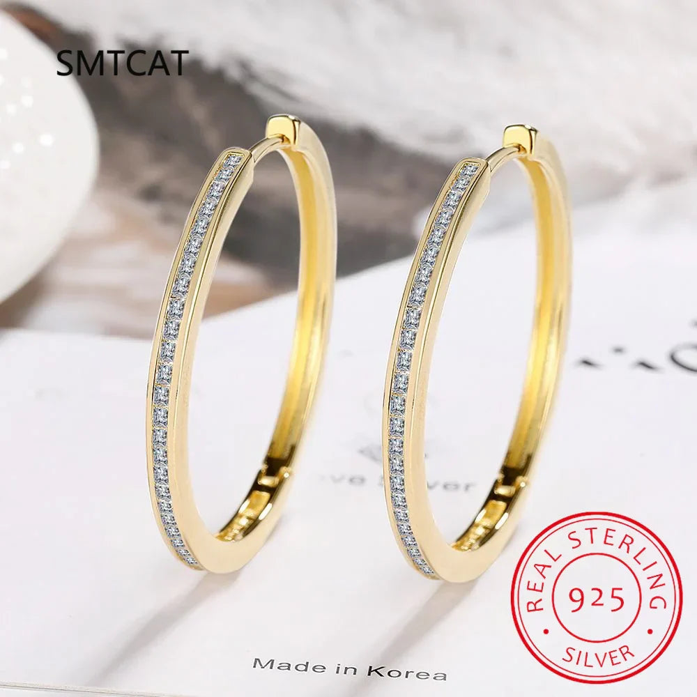 Princess Cut Moissanite Diamond Hoop Earring 925 Sterling Silver for Women 18k Gold Sparkling Square Huggie Fine Jewelry