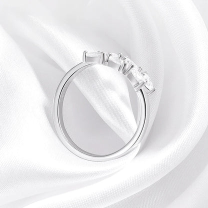 Test Passed 3*4MM Moissanite Rings for Women Lab Diamond Wedding Band 925 Sterling Silver Female Crown Single Tail Ring