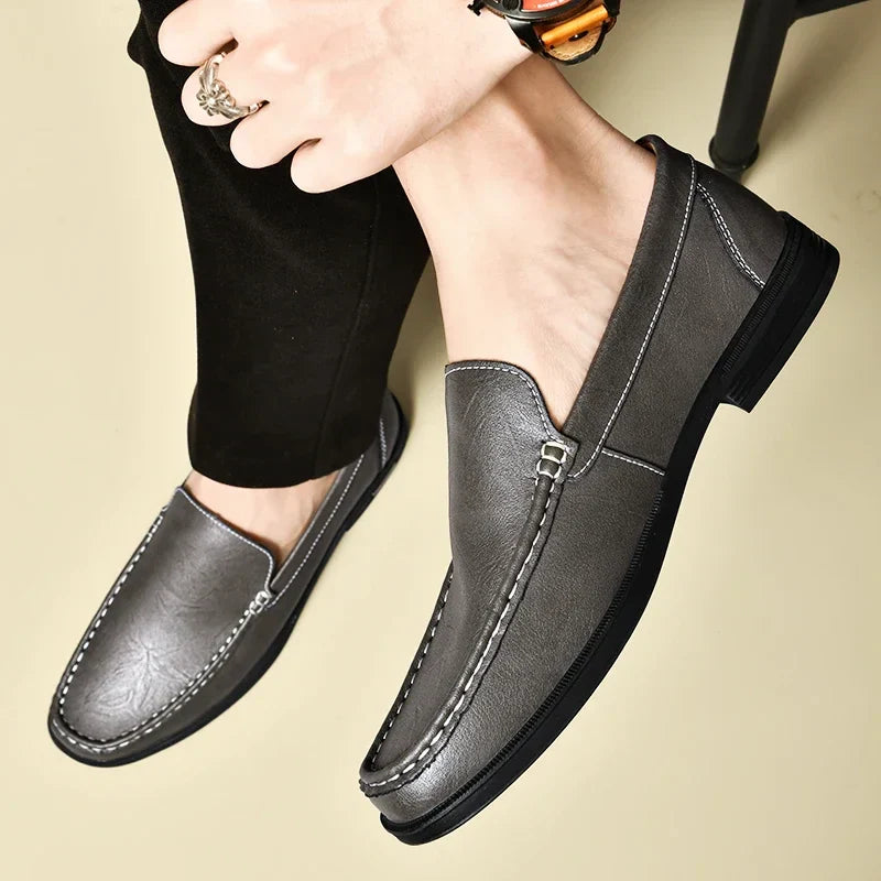 Leather Men Footwear Slip on Office Man Formal Shoes Wedding Party Men Dress Shoes Breath Driving Lazy Loafers