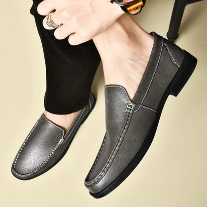 Leather Men Footwear Slip on Office Man Formal Shoes Wedding Party Men Dress Shoes Breath Driving Lazy Loafers