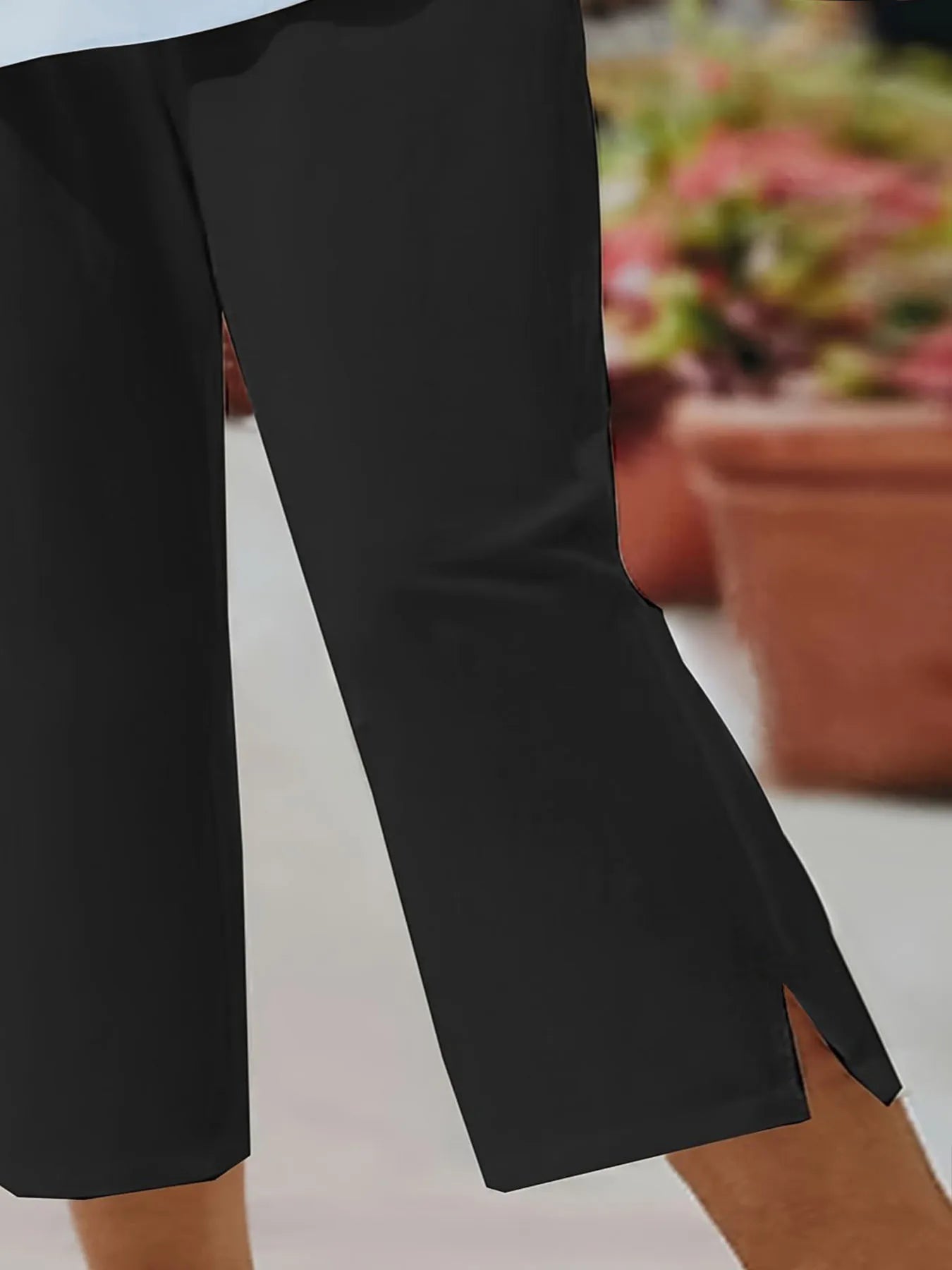 Women's knitted fabric elegant temperament slit sweatpants