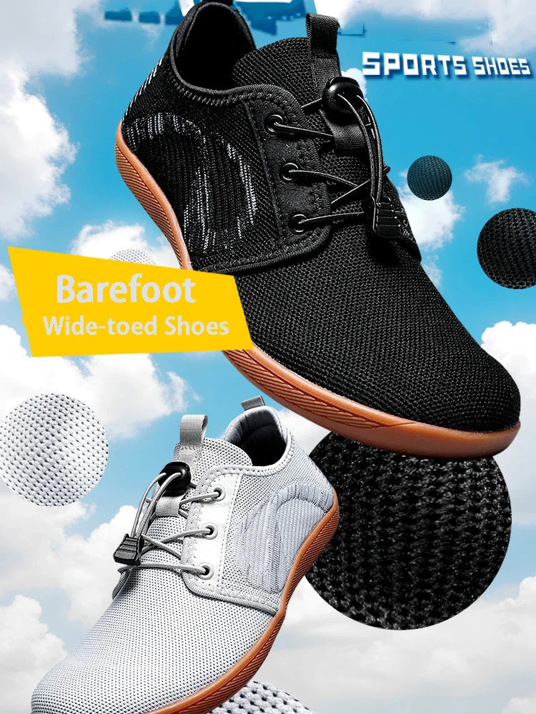 New Unisex Wider Shoes Breathable Mesh Men Barefoot Wide-toed Shoes Brand Flats Soft Zero Drop Sole Wider Toe Sneakes Large Size
