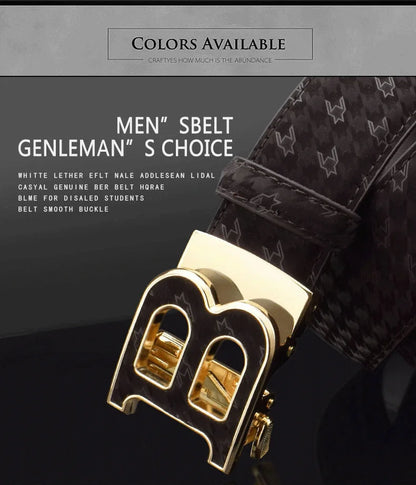 High Quality Automatic Buckle belts men Golden buckle fashion Waist Strap genuine leather Cowskin cintos masculinos B letter