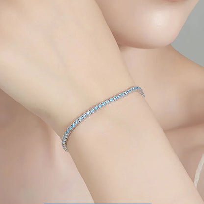 2mm Blue High Carbon Diamond Tennis Bracelet for Women 925 Sterling Silver Color Gemstone Bracelets Party Jewelry Gifts